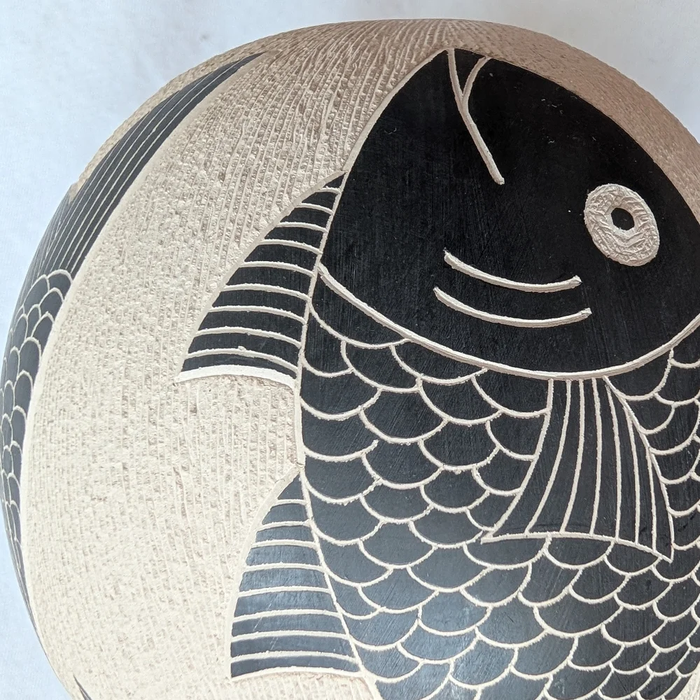 Mata Ortiz Pottery Handmade Ceramic Fish Olla Pot Humberto Guillen Rodriguez - Picture 15 of 16